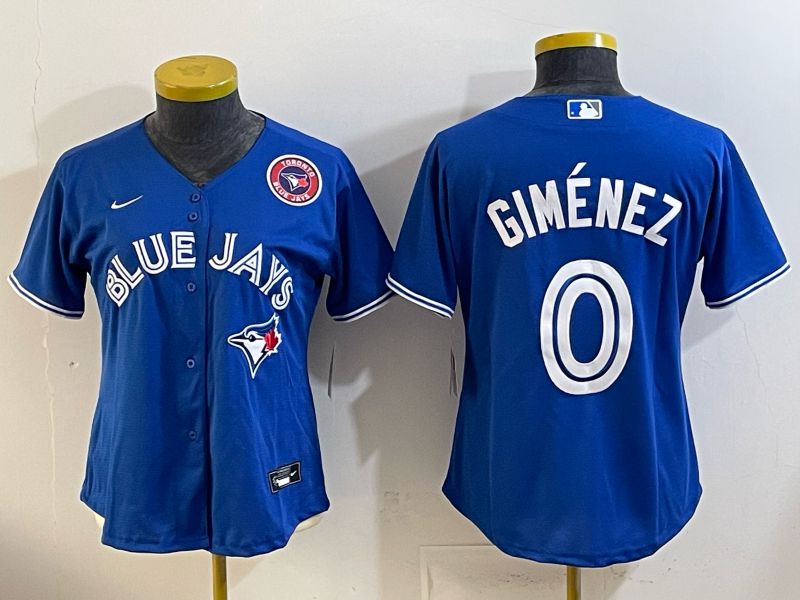 Women 2026 Toronto Blue Jays #0 Gimenez Blue Game Nike MLB Jersey style 007